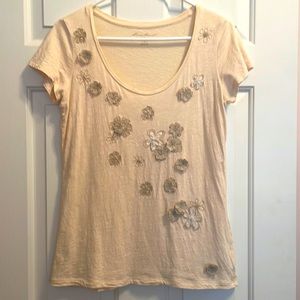 Lightweight slub knit tee in ivory size Small from Eddie Bauer